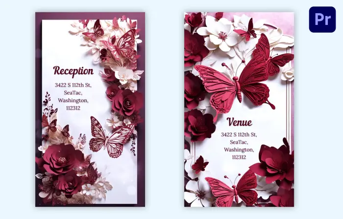 Butterfly Theme 3D Wedding Invite Instagram Story